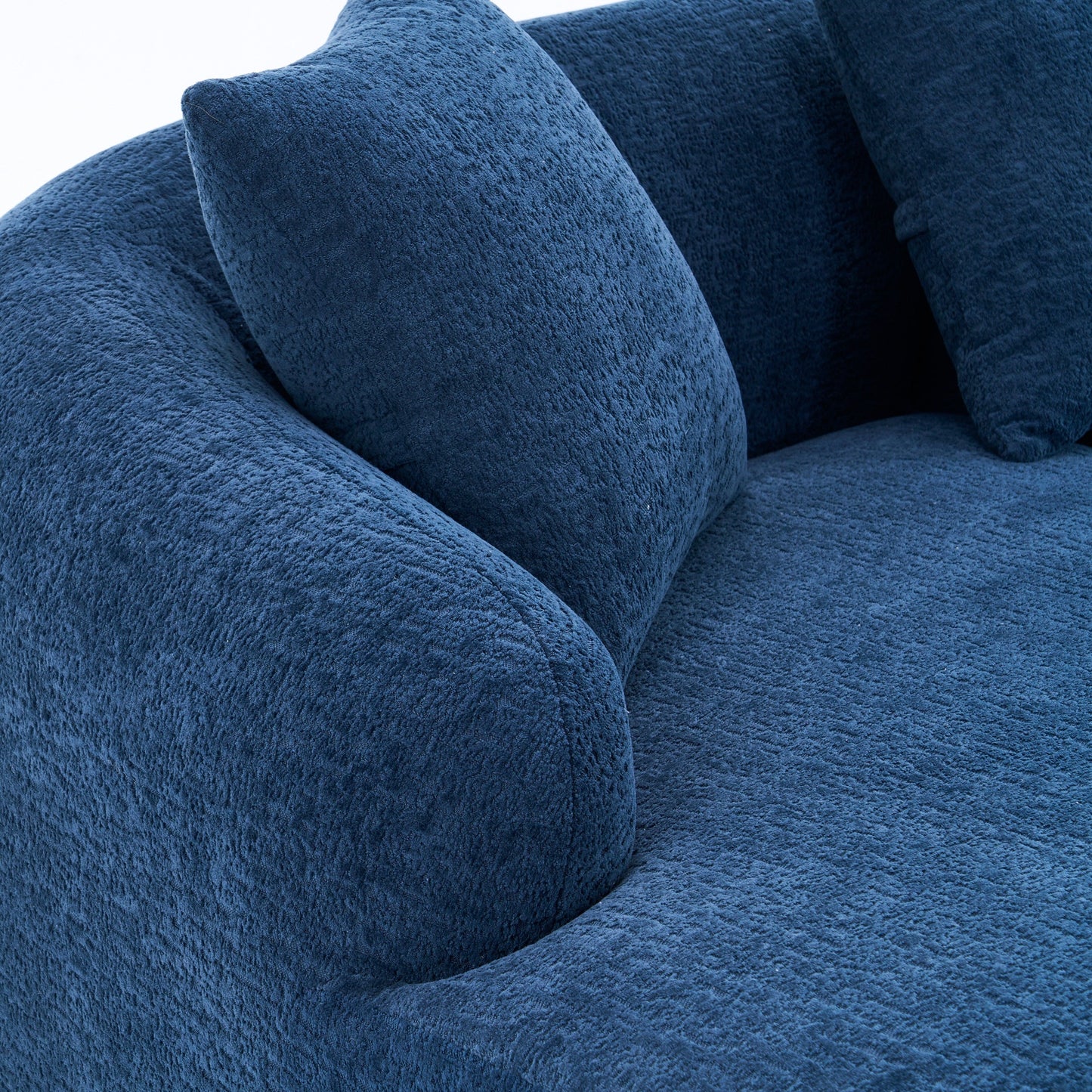 Canapé modulaire moderne en forme de L en chenille avec méridienne incurvée et 4 coussins pour le salon