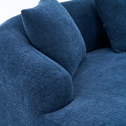 Canapé modulaire moderne en forme de L en chenille avec méridienne incurvée et 4 coussins pour le salon