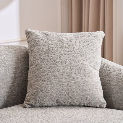 Canapé modulaire moderne en forme de L en chenille avec méridienne incurvée et 4 coussins pour le salon