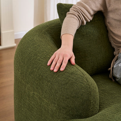 Canapé modulaire moderne en forme de L en chenille avec méridienne incurvée et 4 coussins pour le salon