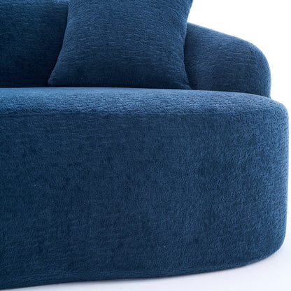 Canapé modulaire moderne en forme de L en chenille avec méridienne incurvée et 4 coussins pour le salon