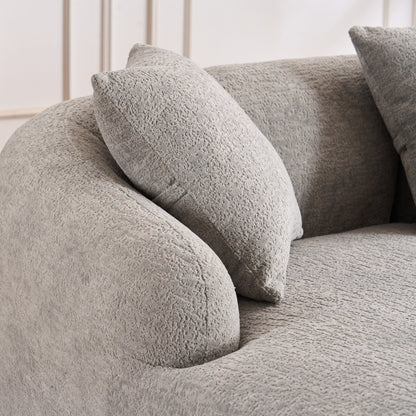 Canapé modulaire moderne en forme de L en chenille avec méridienne incurvée et 4 coussins pour le salon