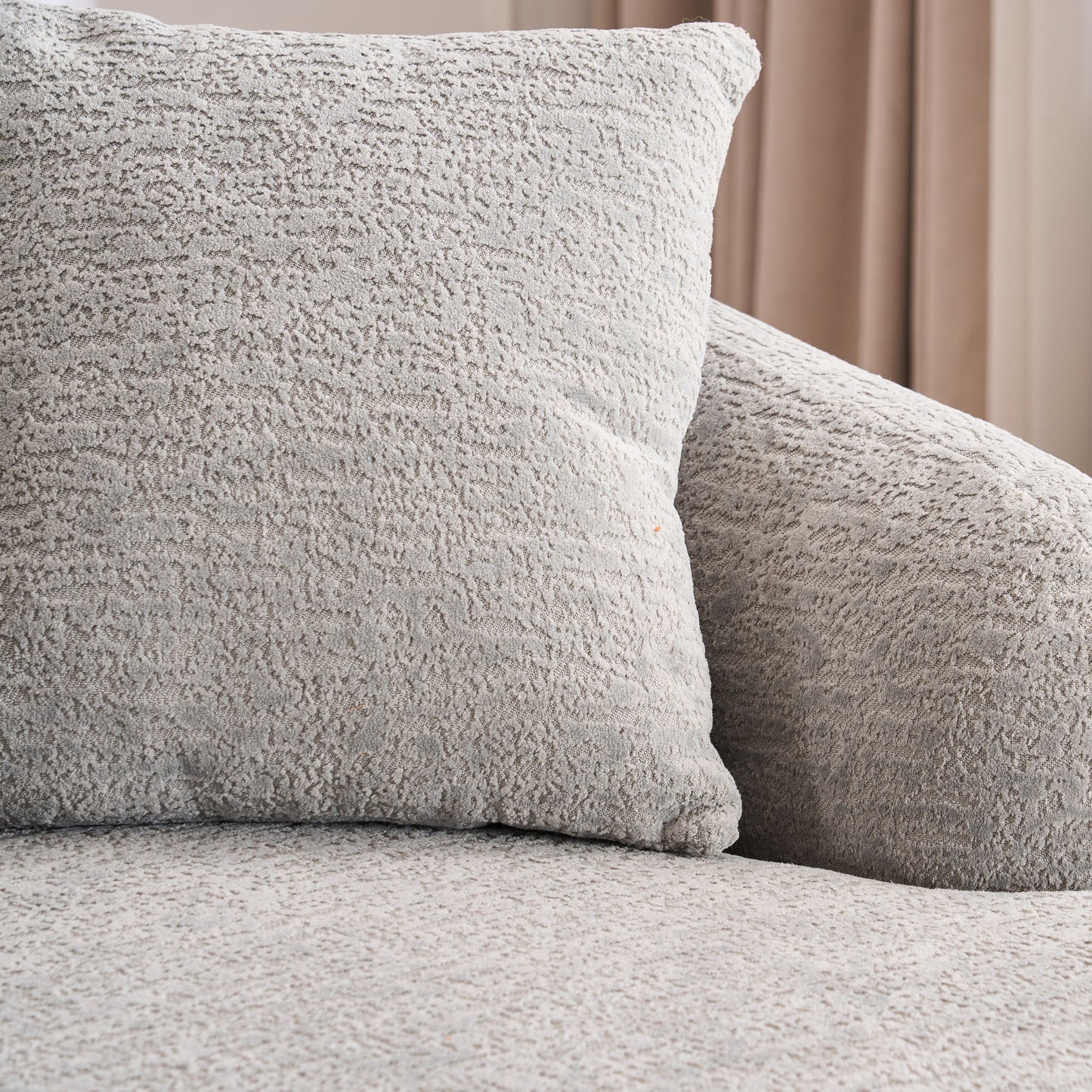 Canapé modulaire moderne en forme de L en chenille avec méridienne incurvée et 4 coussins pour le salon