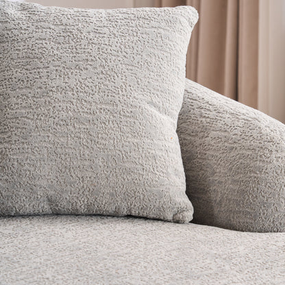 Canapé modulaire moderne en forme de L en chenille avec méridienne incurvée et 4 coussins pour le salon