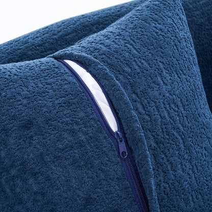 Canapé modulaire moderne en forme de L en chenille avec méridienne incurvée et 4 coussins pour le salon
