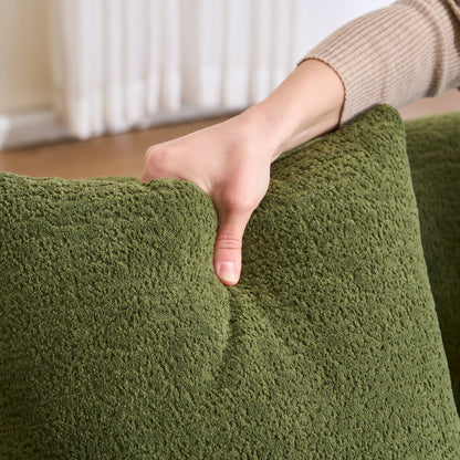 Canapé modulaire moderne en forme de L en chenille avec méridienne incurvée et 4 coussins pour le salon