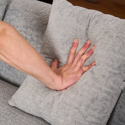 Canapé modulaire moderne en forme de L en chenille avec méridienne incurvée et 4 coussins pour le salon
