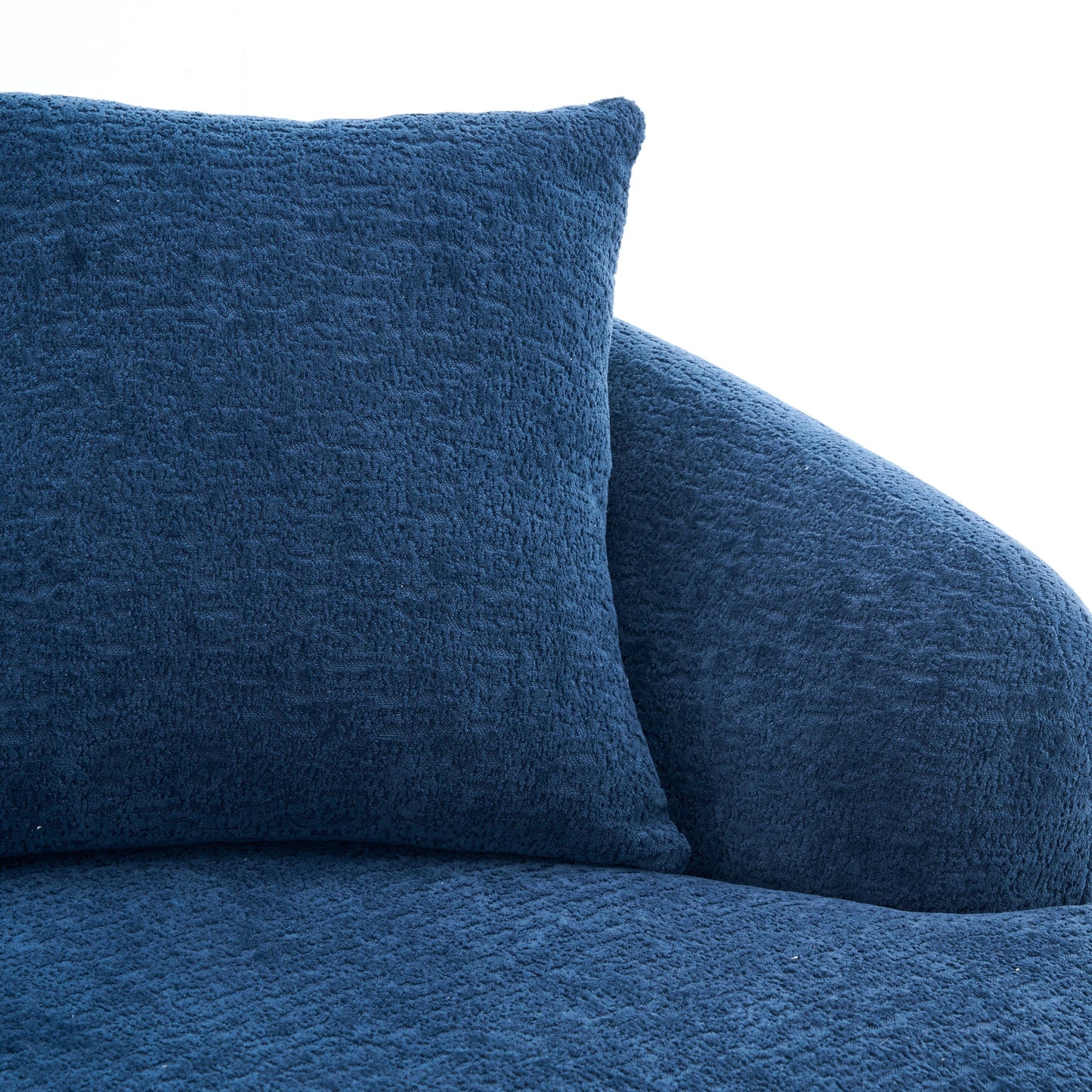 Canapé modulaire moderne en forme de L en chenille avec méridienne incurvée et 4 coussins pour le salon