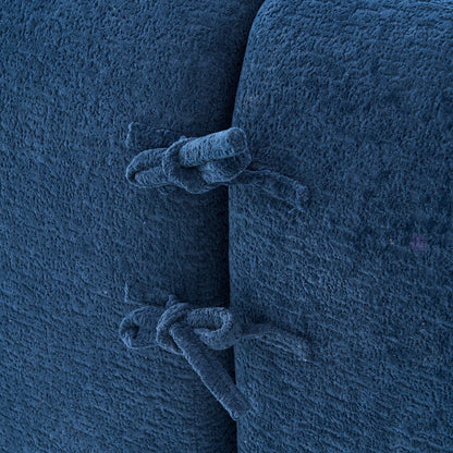 Canapé modulaire moderne en forme de L en chenille avec méridienne incurvée et 4 coussins pour le salon