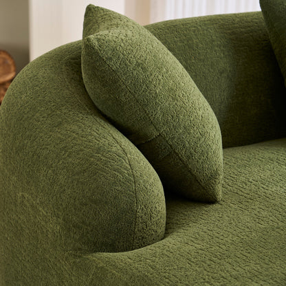 Canapé modulaire moderne en forme de L en chenille avec méridienne incurvée et 4 coussins pour le salon