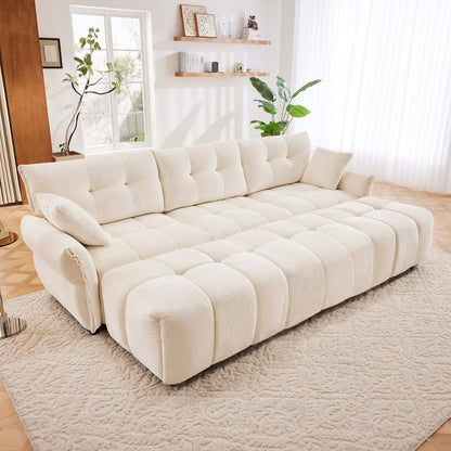 Canapé moderne en chenille, structure en bois massif avec coussin haute élasticité