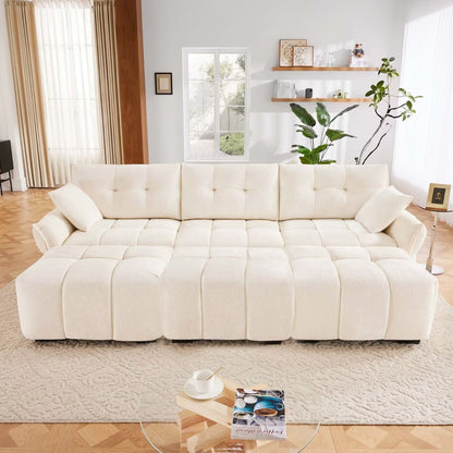 Canapé moderne en chenille, structure en bois massif avec coussin haute élasticité
