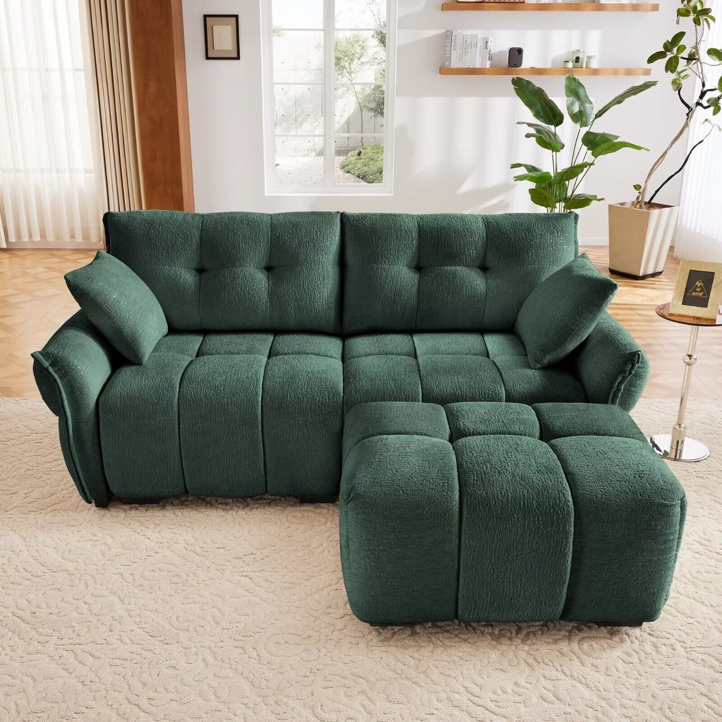 Canapé moderne en chenille, structure en bois massif avec coussin haute élasticité