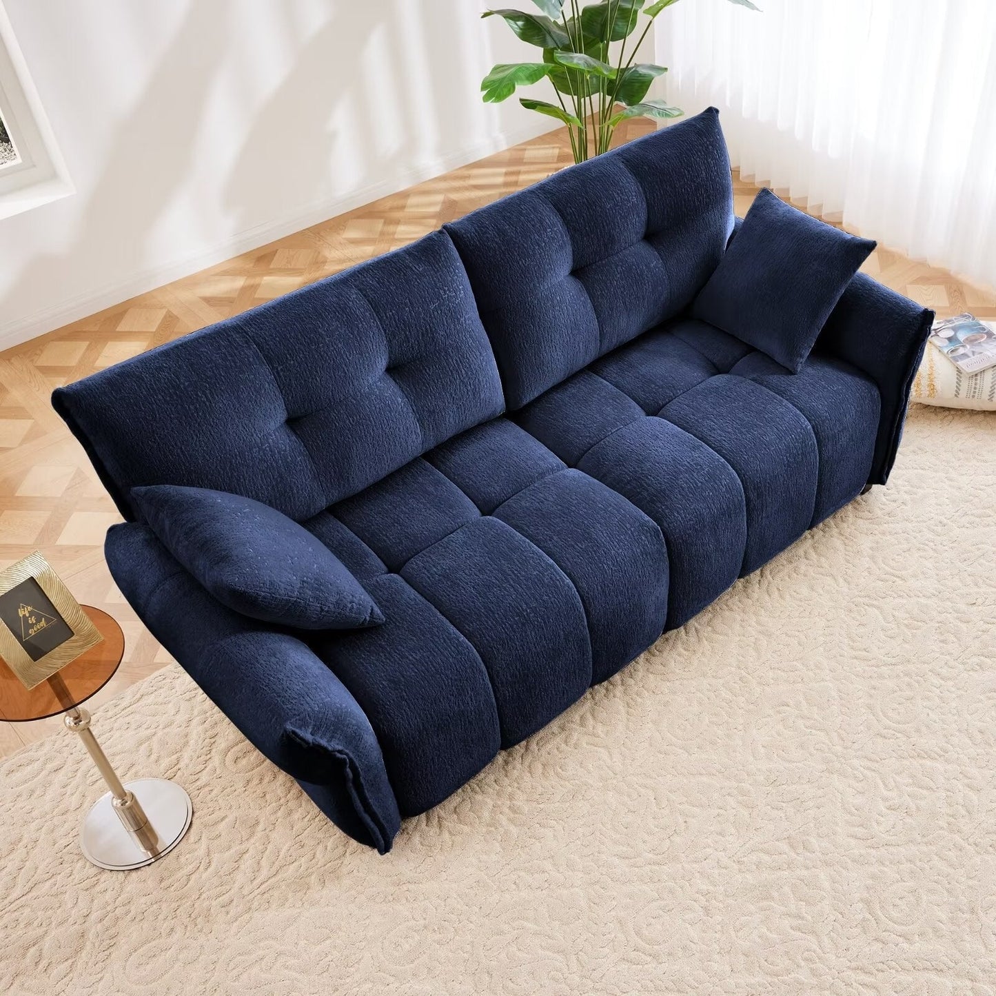 Canapé moderne en chenille, structure en bois massif avec coussin haute élasticité