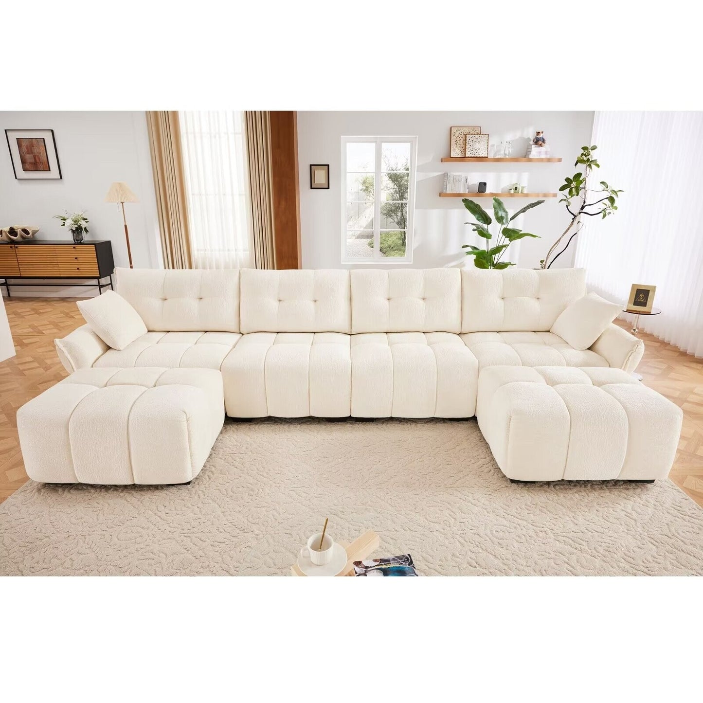 Canapé moderne en chenille, structure en bois massif avec coussin haute élasticité