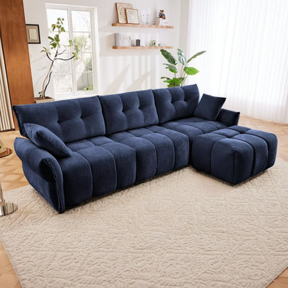Canapé moderne en chenille, structure en bois massif avec coussin haute élasticité