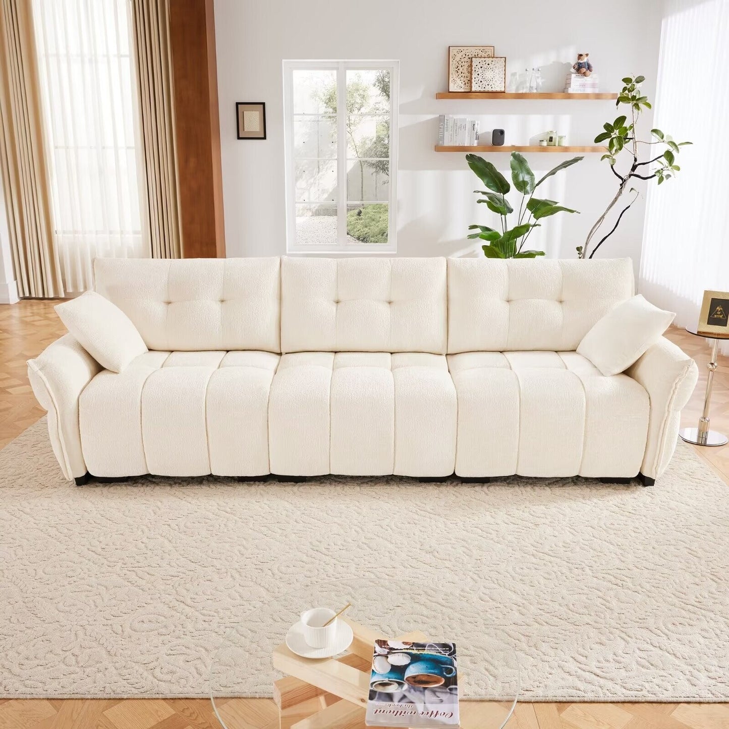 Canapé moderne en chenille, structure en bois massif avec coussin haute élasticité