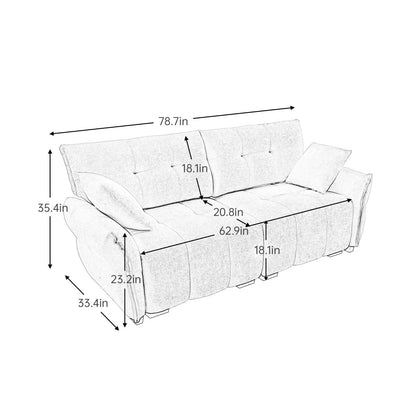 Canapé moderne en chenille, structure en bois massif avec coussin haute élasticité
