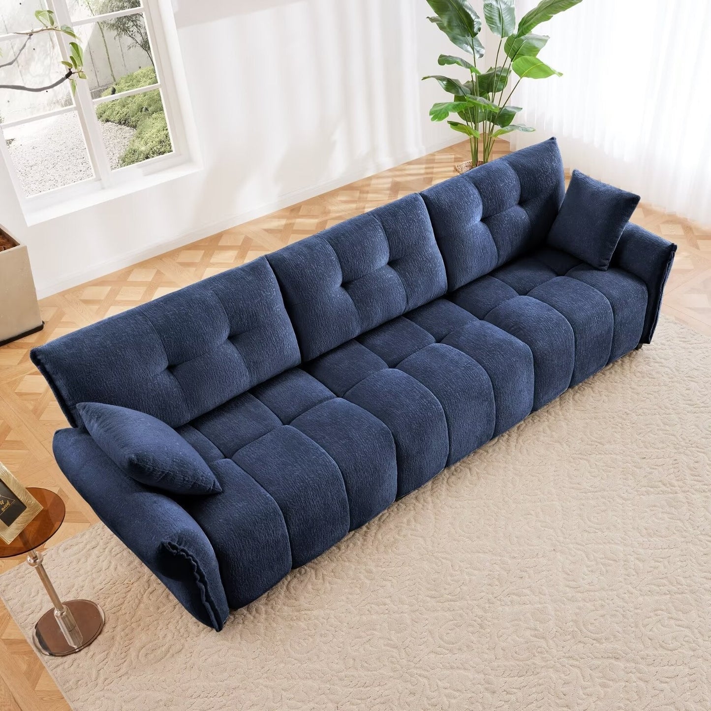 Canapé moderne en chenille, structure en bois massif avec coussin haute élasticité