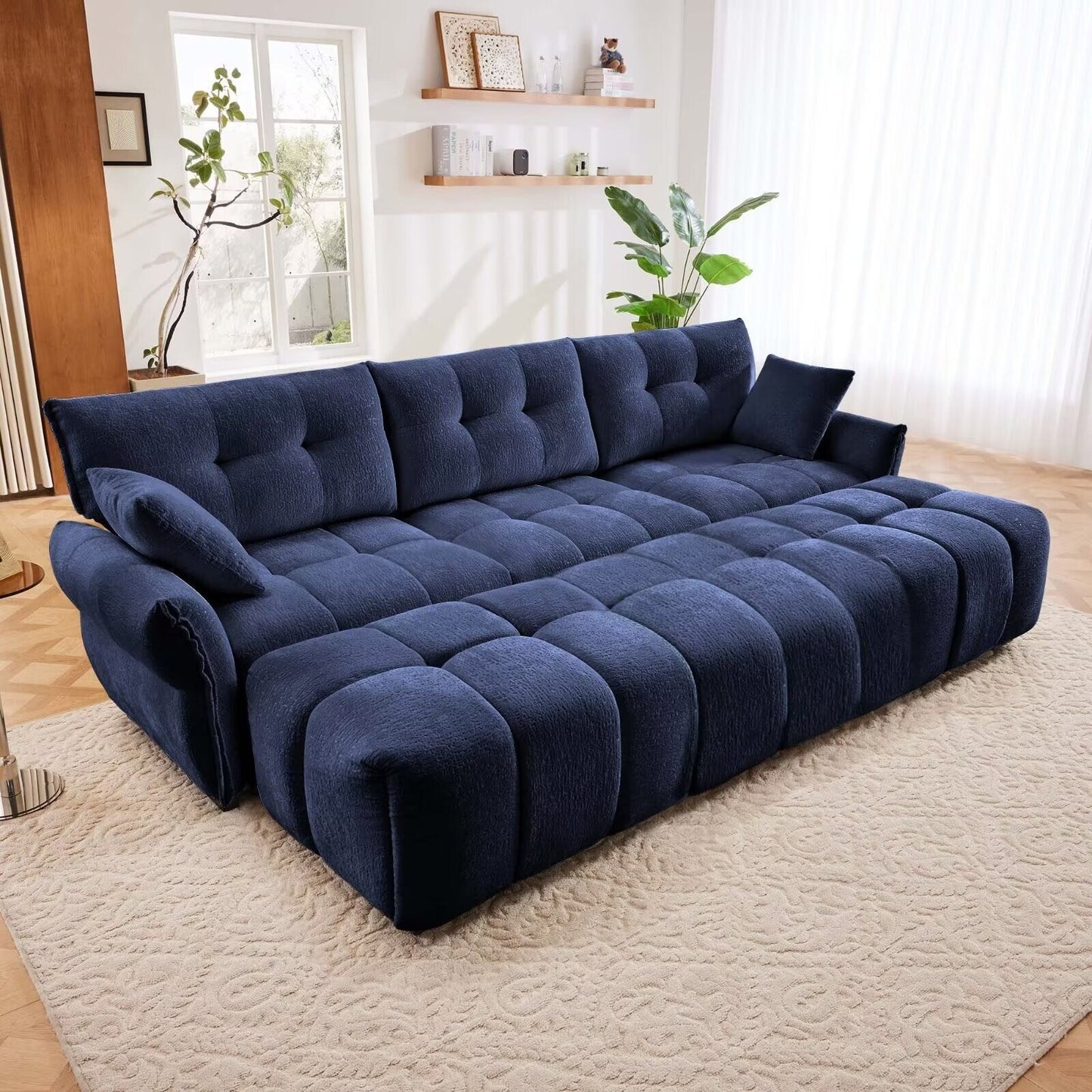 Canapé moderne en chenille, structure en bois massif avec coussin haute élasticité