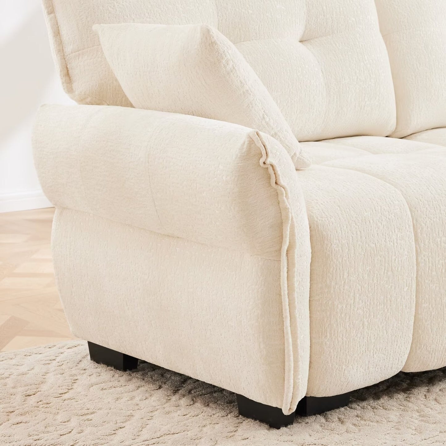 Canapé moderne en chenille, structure en bois massif avec coussin haute élasticité