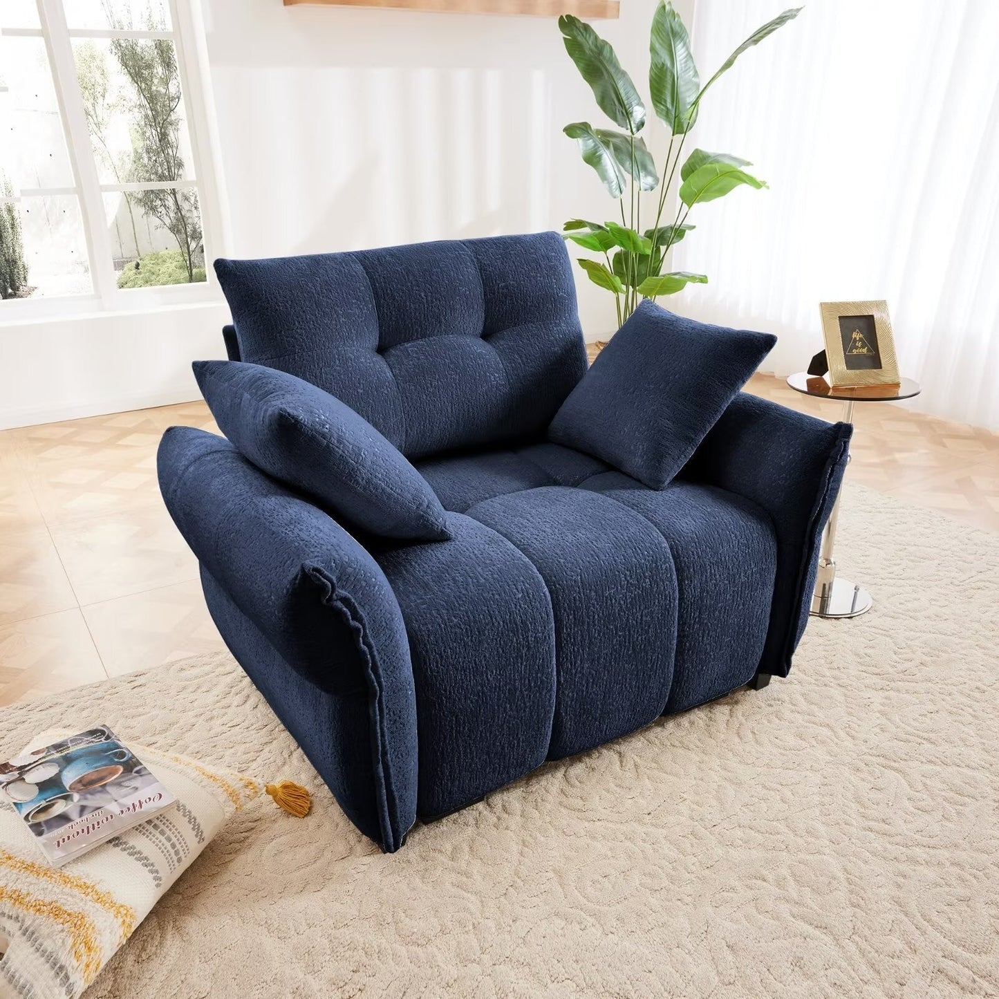 Canapé moderne en chenille, structure en bois massif avec coussin haute élasticité