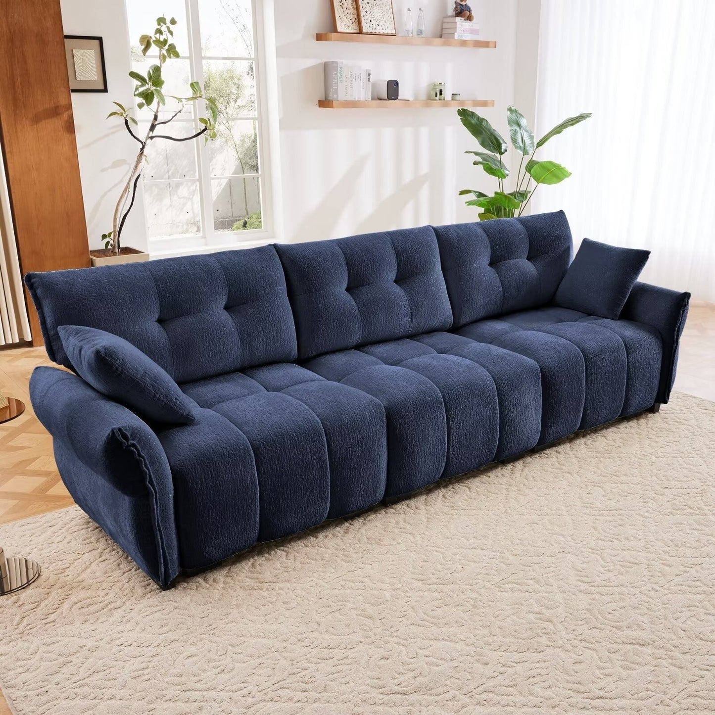 Canapé moderne en chenille, structure en bois massif avec coussin haute élasticité
