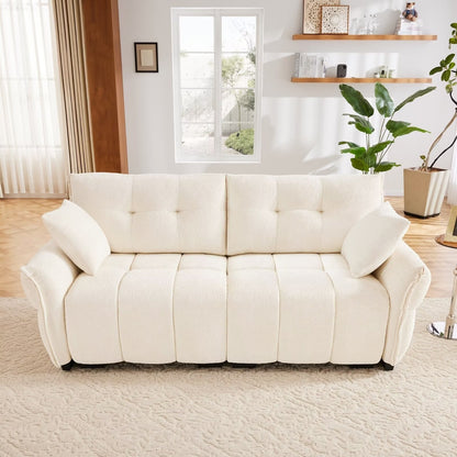Canapé moderne en chenille, structure en bois massif avec coussin haute élasticité