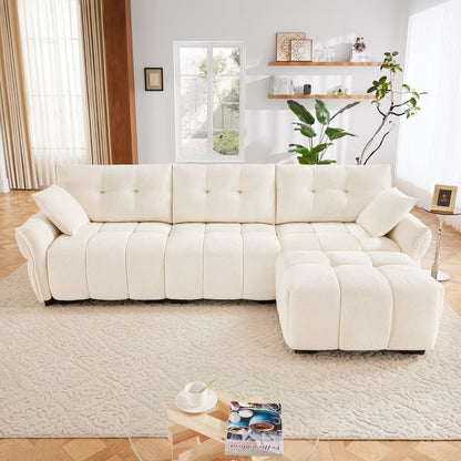 Canapé moderne en chenille, structure en bois massif avec coussin haute élasticité