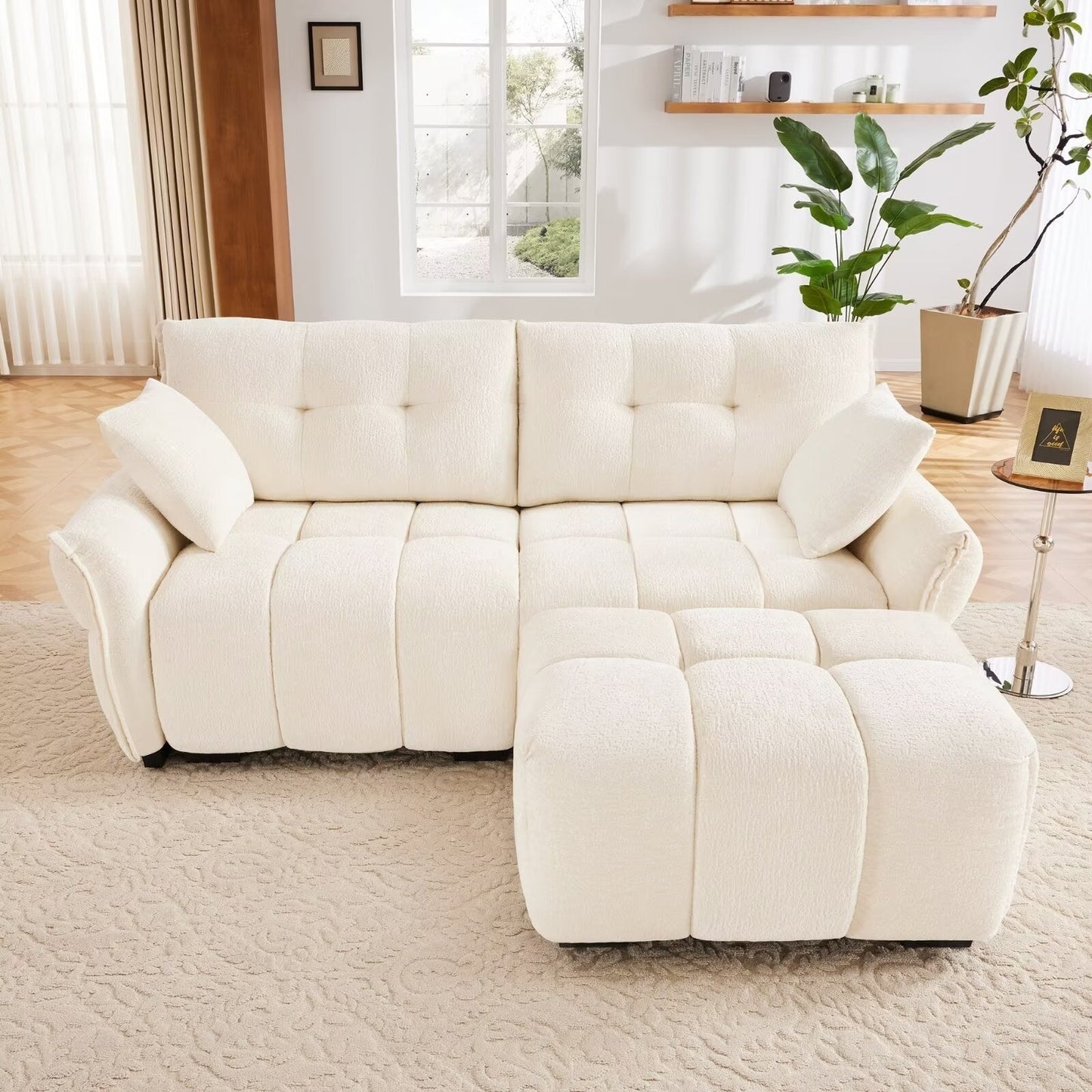 Canapé moderne en chenille, structure en bois massif avec coussin haute élasticité
