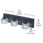 Luminaire de salle de bain moderne noir à 3 ampoules avec abat-jour en verre transparent