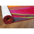 Tapis antidérapant multicolore à vagues contemporaines et modernes de la World Rug Gallery