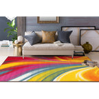 Tapis antidérapant multicolore à vagues contemporaines et modernes de la World Rug Gallery