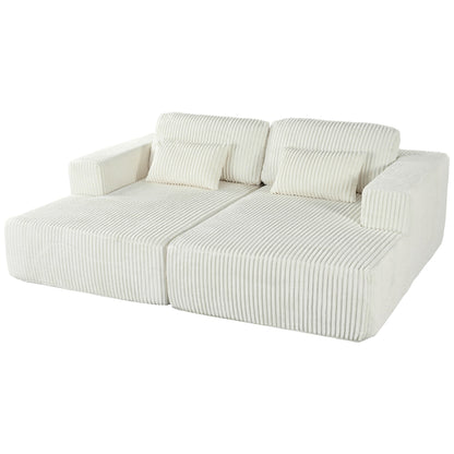 Canapé-lit convertible moderne en velours côtelé avec accoudoirs larges et 2 oreillers pour salon et appartement