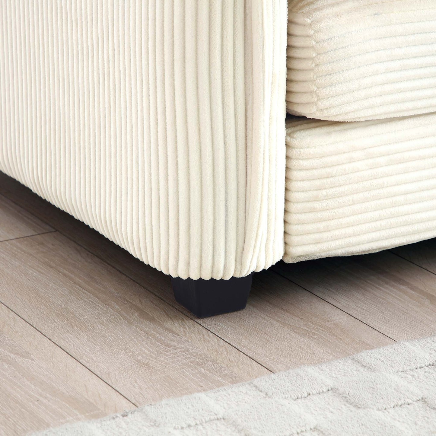 Canapé sectionnel moderne en velours côtelé en forme de L, canapé 3 places à assise profonde avec pouf pour le salon