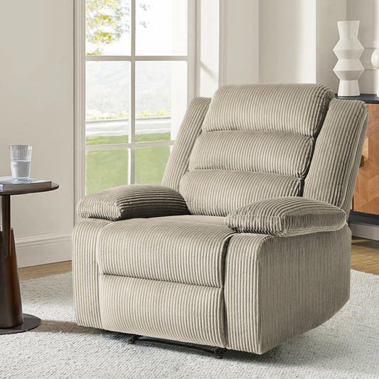Fauteuil inclinable manuel moderne en velours côtelé, chaise longue inclinable réglable avec accoudoirs larges