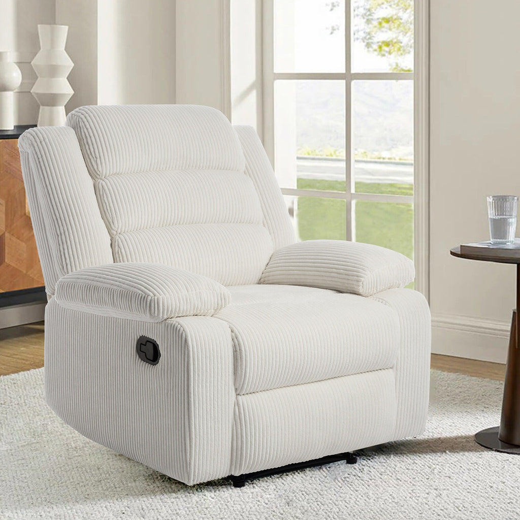 Fauteuil inclinable manuel moderne en velours côtelé, chaise longue inclinable réglable avec accoudoirs larges