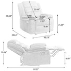 Fauteuil inclinable manuel moderne en velours côtelé, chaise longue inclinable réglable avec accoudoirs larges