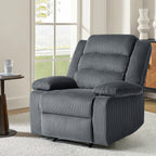 Fauteuil inclinable manuel moderne en velours côtelé, chaise longue inclinable réglable avec accoudoirs larges