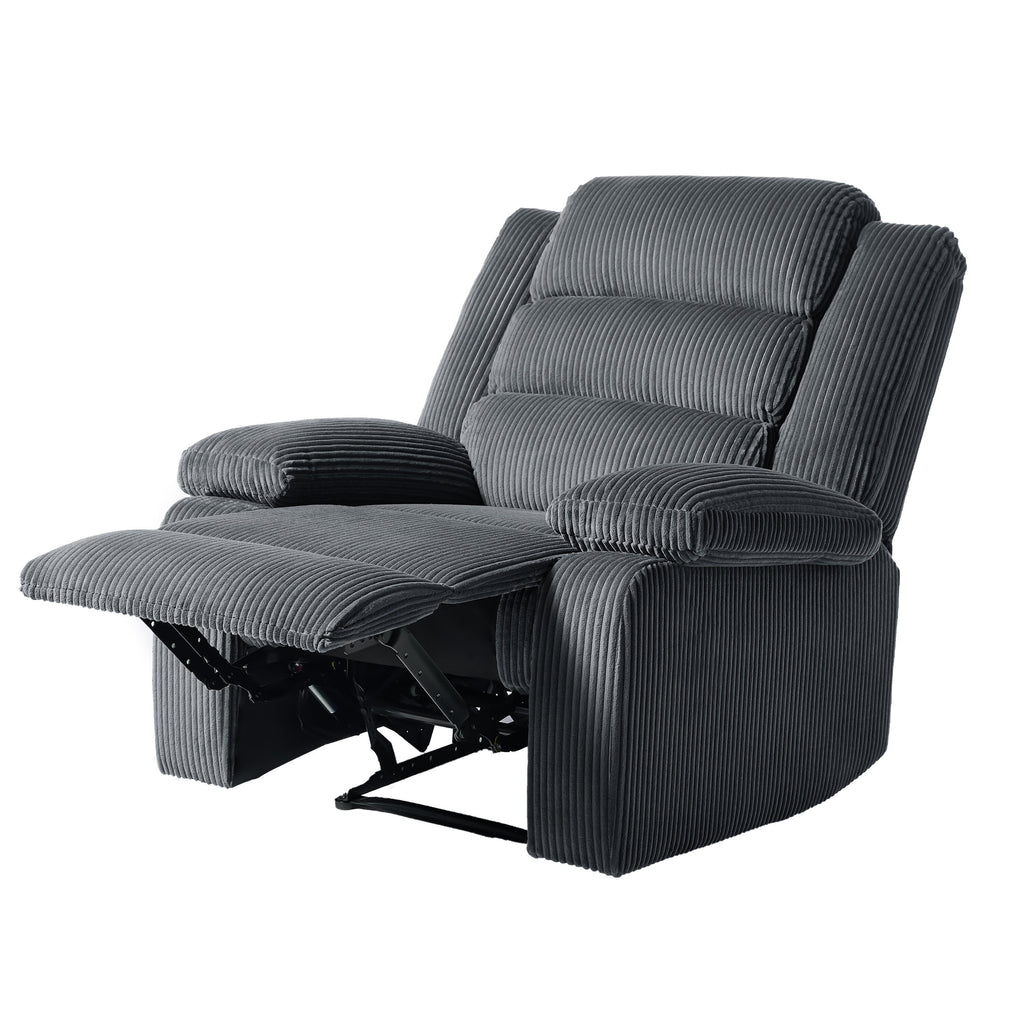 Fauteuil inclinable manuel moderne en velours côtelé, chaise longue inclinable réglable avec accoudoirs larges