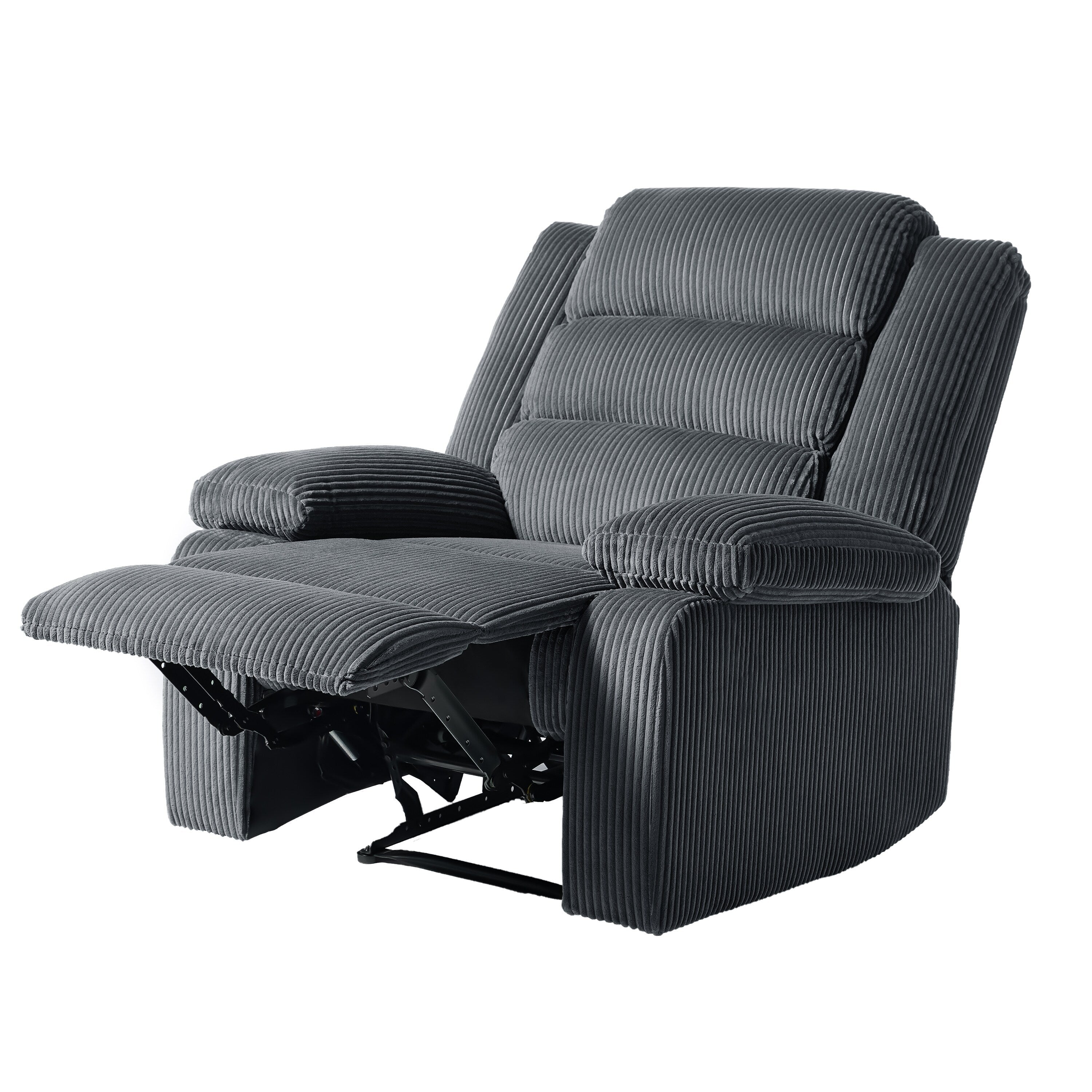 Fauteuil inclinable manuel moderne en velours côtelé, chaise longue inclinable réglable avec accoudoirs larges