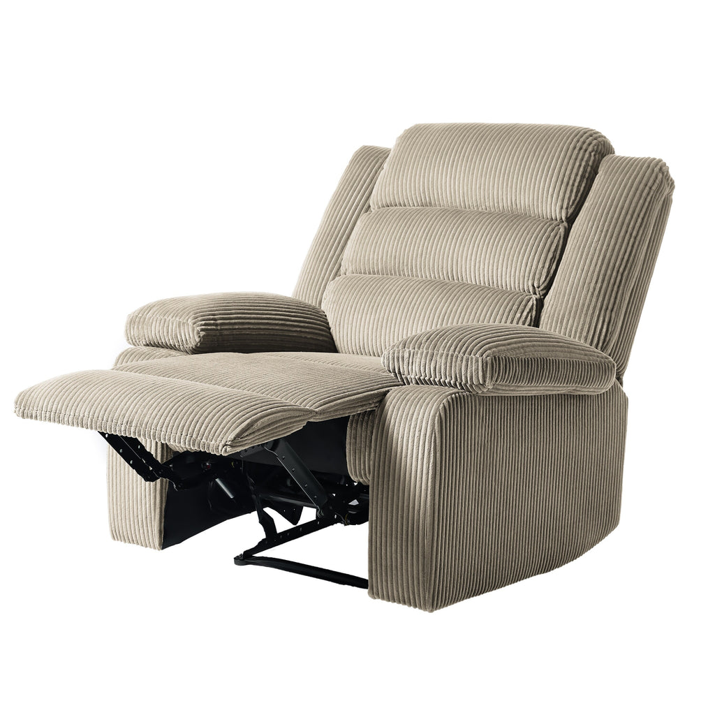 Fauteuil inclinable manuel moderne en velours côtelé, chaise longue inclinable réglable avec accoudoirs larges