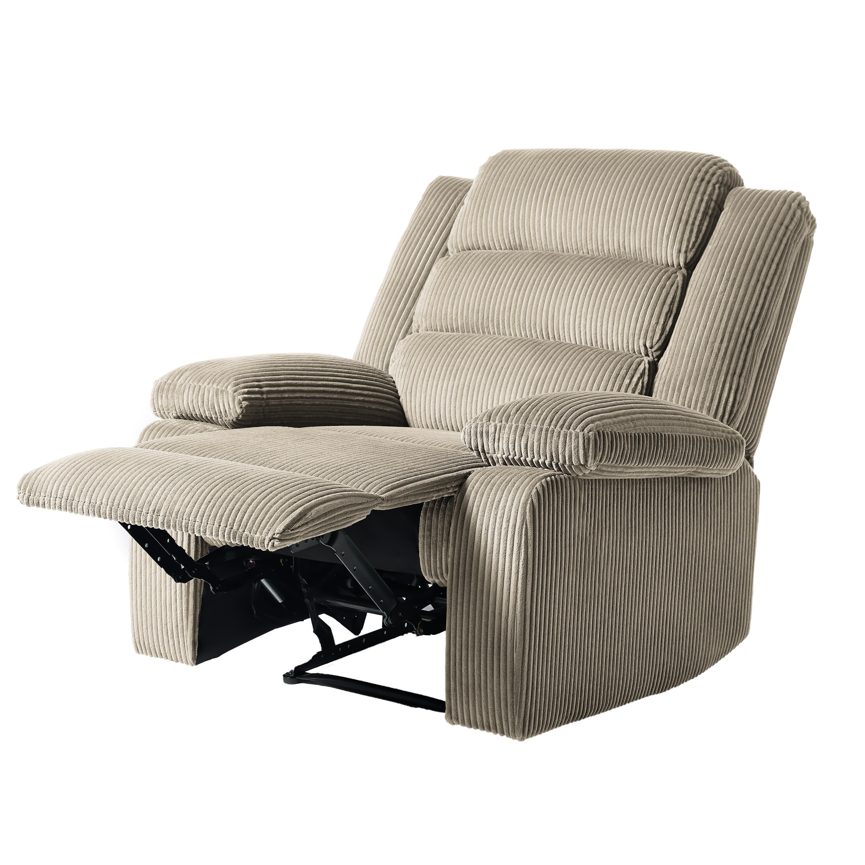 Fauteuil inclinable manuel moderne en velours côtelé, chaise longue inclinable réglable avec accoudoirs larges