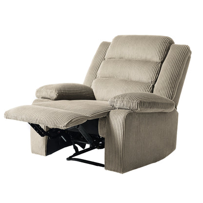 Fauteuil inclinable manuel moderne en velours côtelé, chaise longue inclinable réglable avec accoudoirs larges