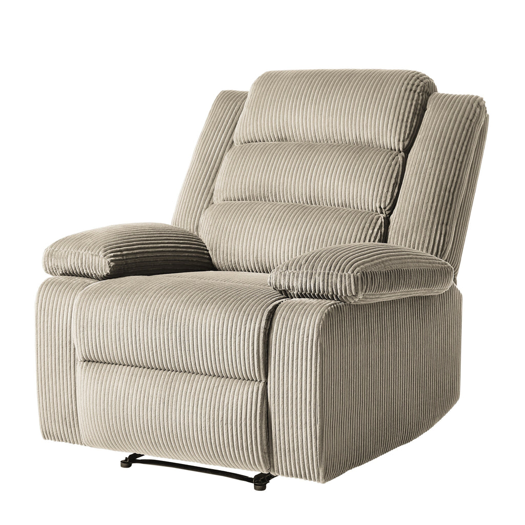 Fauteuil inclinable manuel moderne en velours côtelé, chaise longue inclinable réglable avec accoudoirs larges
