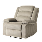 Fauteuil inclinable manuel moderne en velours côtelé, chaise longue inclinable réglable avec accoudoirs larges