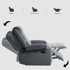 Fauteuil inclinable manuel moderne en velours côtelé, chaise longue inclinable réglable avec accoudoirs larges