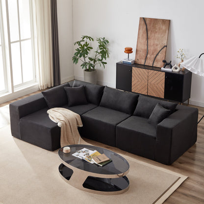 Ensemble de canapés modulaires en L en velours côtelé moderne, 4 pièces, pour salon et chambre à coucher