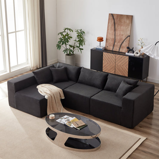 Ensemble de canapés modulaires en L en velours côtelé moderne, 4 pièces, pour salon et chambre à coucher