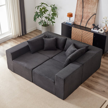 Ensemble de canapés modulaires en L en velours côtelé moderne, 4 pièces, pour salon et chambre à coucher